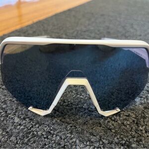 White Shield Sunglasses with Dark Blue Lens